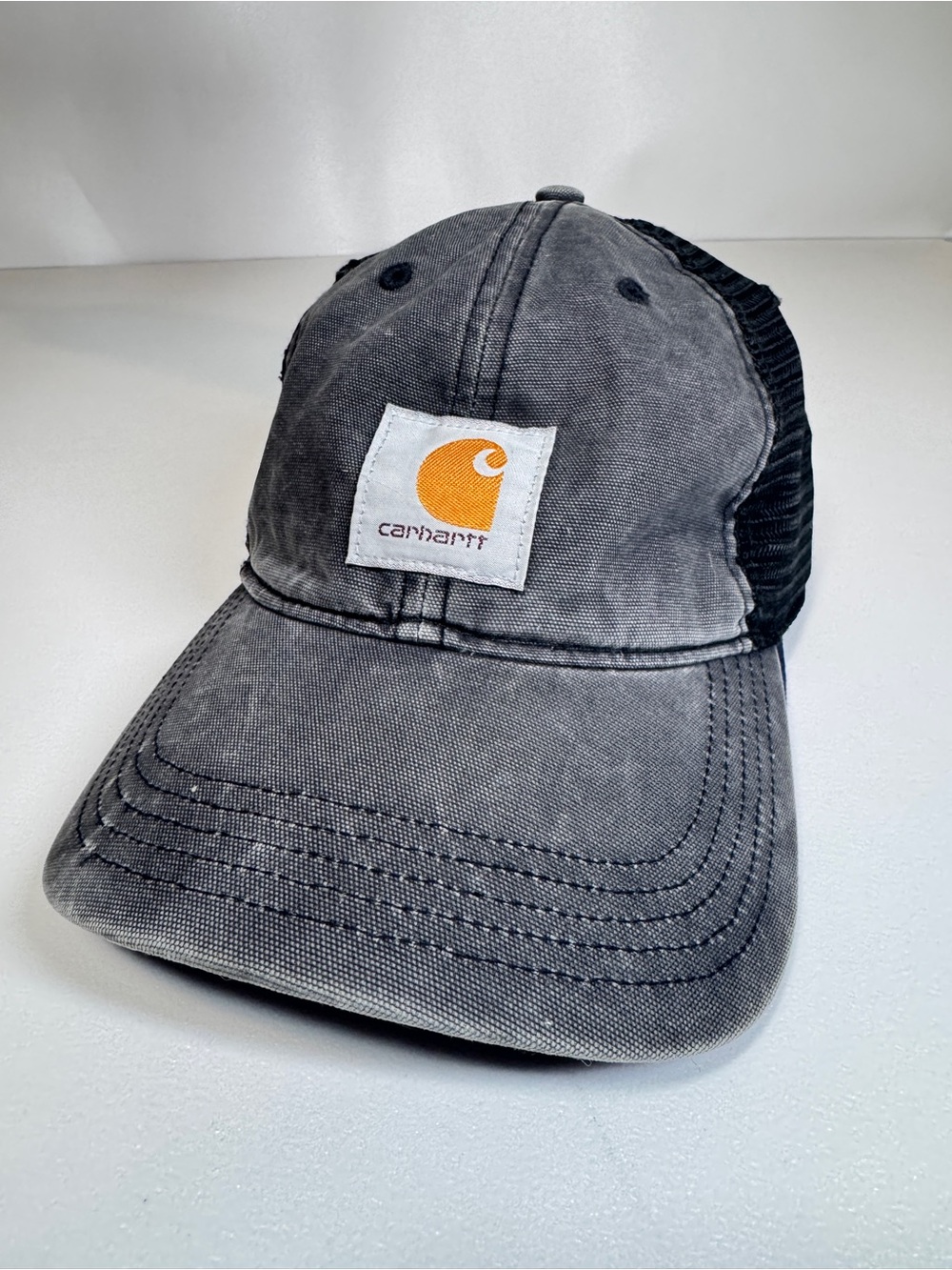 Carhartt Trucker Hat Unisex One Size Gray Black Canvas Mesh Snapback Workwear